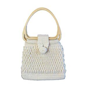 Vintage Handmade Macrame Crochet Lined Bag Purse